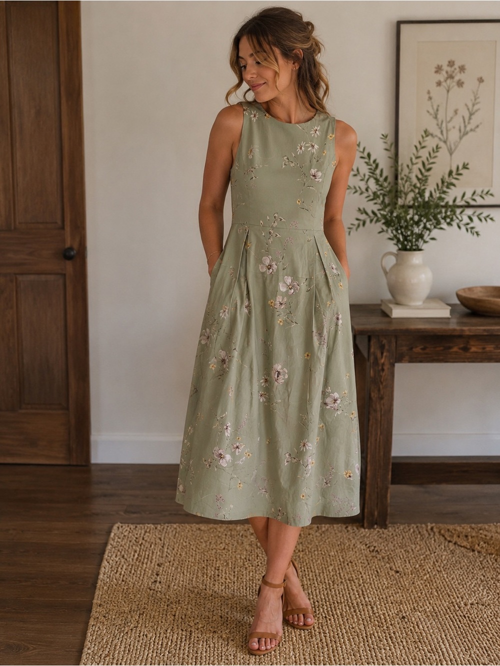 Reitmans Floral Dress - Light Green